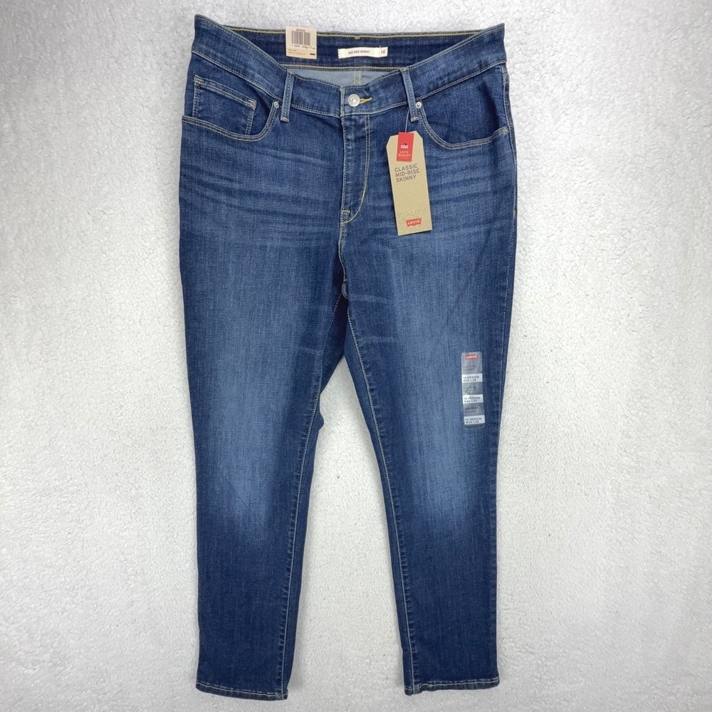 Levis Classic Mid-Rise Skinny Jeans Women 14 Medium W32 L32 Blue Denim 585750166 - Picture 2 of 9